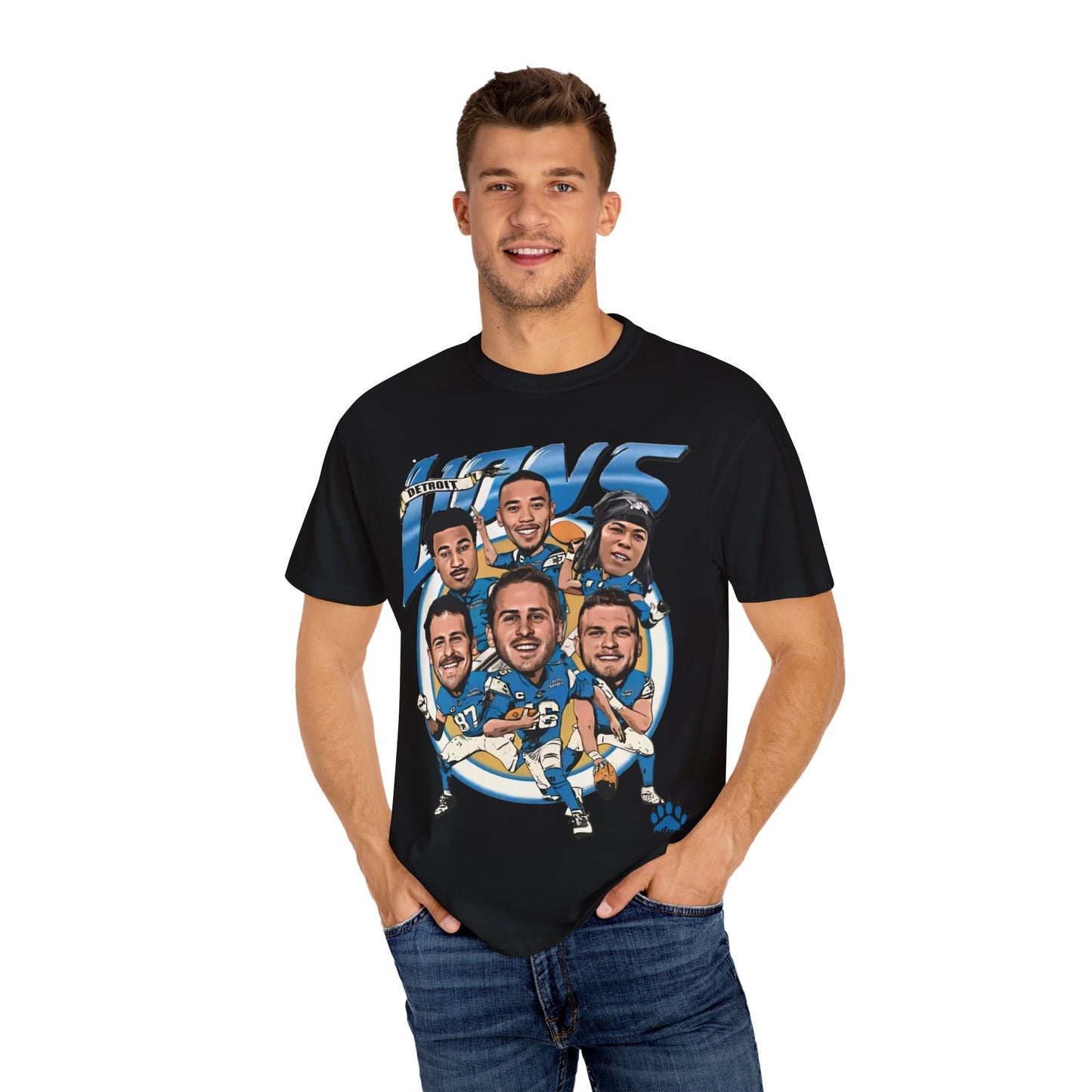 Detroit Lions Big Head Caricature Team Premium T-shirt